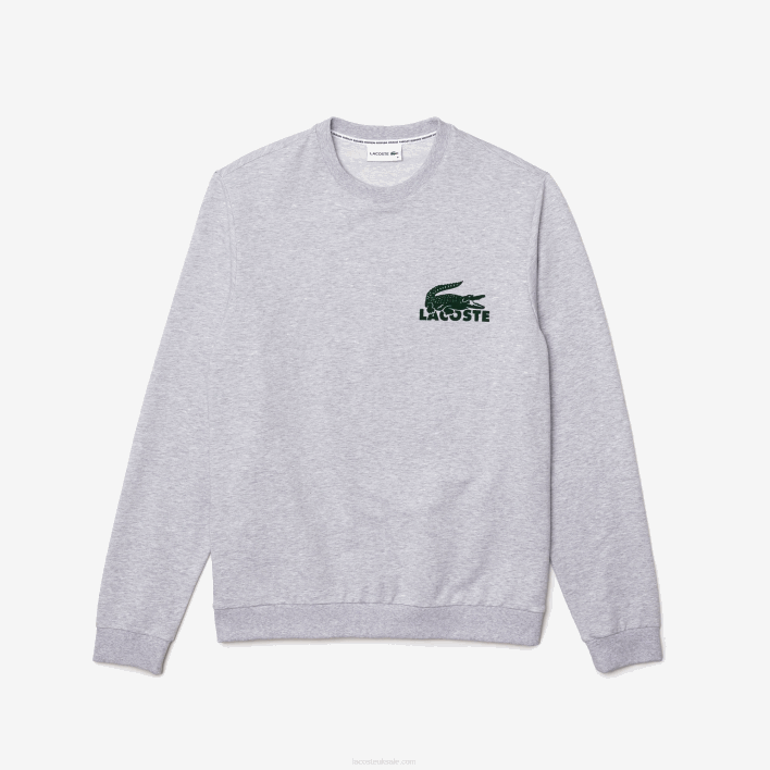 Lacoste Cotton Fleece Lounge Sweatshirt 646T1386 Grey Chine Green Y9K Men
