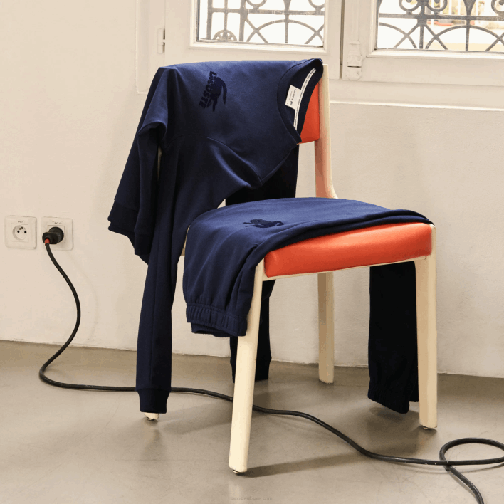 Lacoste Cotton Fleece Lounge Sweatshirt 646T1388 Navy Blue 423 Men