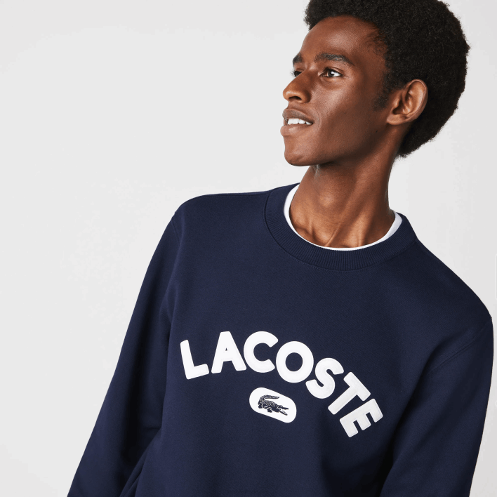Lacoste Crew Neck Branded Terry Sweatshirt 646T1160 Navy Blue 166 Men