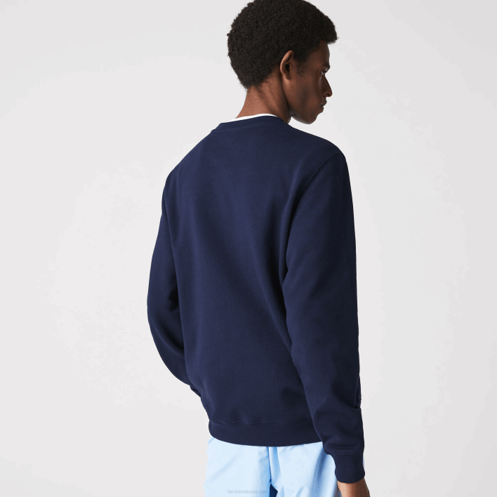 Lacoste Crew Neck Branded Terry Sweatshirt 646T1160 Navy Blue 166 Men