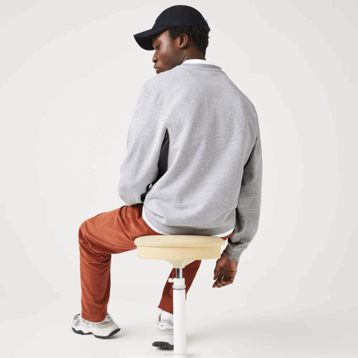 Lacoste Crew Neck Branded Terry Sweatshirt 646T1161 Grey Chine CCA Men