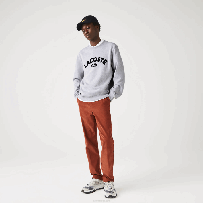 Lacoste Crew Neck Branded Terry Sweatshirt 646T1161 Grey Chine CCA Men