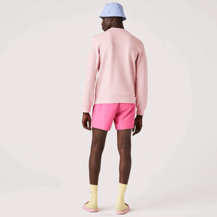 Lacoste Crew Neck Print Organic Cotton Fleece Sweatshirt 646T1074 Pink HCQ Men