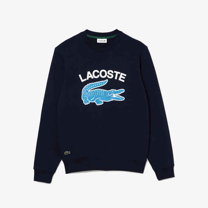 Lacoste Crocodile Print Crew Neck Sweatshirt 646T1029 Navy Blue 166 Men