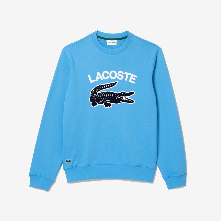 Lacoste Crocodile Print Crew Neck Sweatshirt 646T1031 Blue 4XA Men