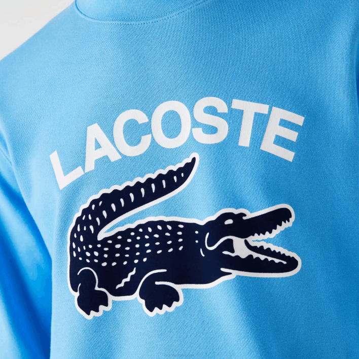 Lacoste Crocodile Print Crew Neck Sweatshirt 646T1031 Blue 4XA Men