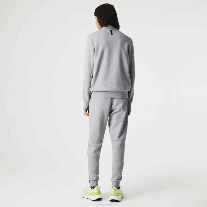 Lacoste High-Neck Cotton Blend Zip Sweatshirt 646T1022 Grey Chine CCA Men