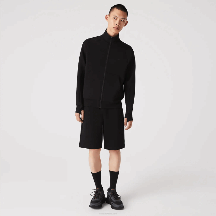 Lacoste High-Neck Cotton Blend Zip Sweatshirt 646T1023 Black 031 Men