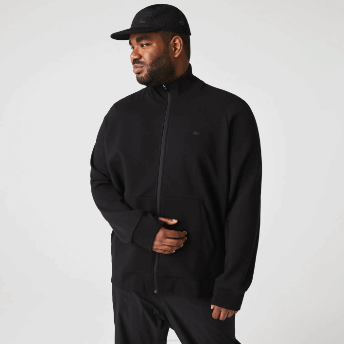 Lacoste High-Neck Cotton Blend Zip Sweatshirt 646T1023 Black 031 Men