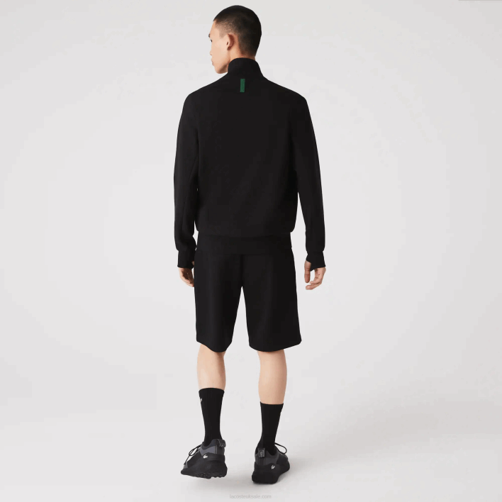 Lacoste High-Neck Cotton Blend Zip Sweatshirt 646T1023 Black 031 Men