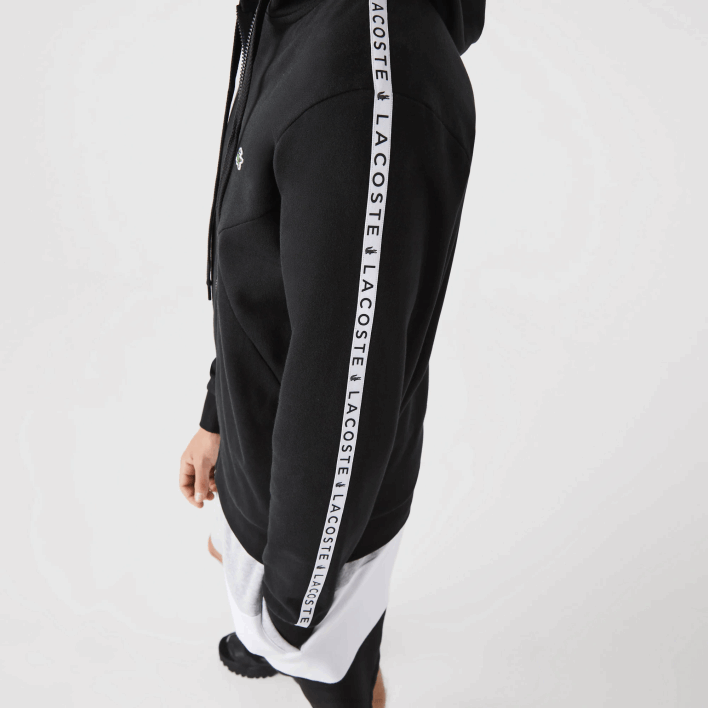 Lacoste Hooded Colorblock Lettered Fleece Zip Sweatshirt 646T998 Black 8VM Men