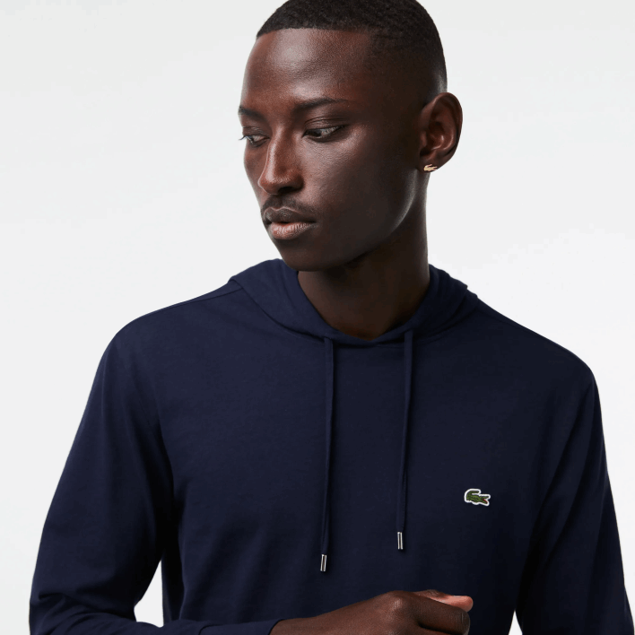 Lacoste Hooded Cotton Jersey Sweatshirt 646T737 Navy Blue 166 Men