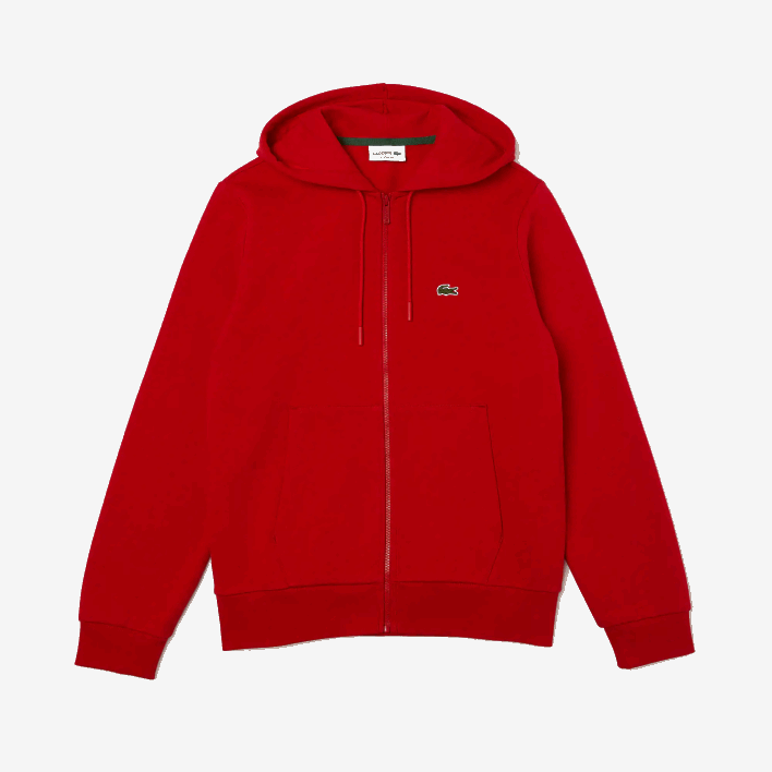 Lacoste Kangaroo Pocket Fleece Zipped Sweatshirt 646T1011 Red 240 Men