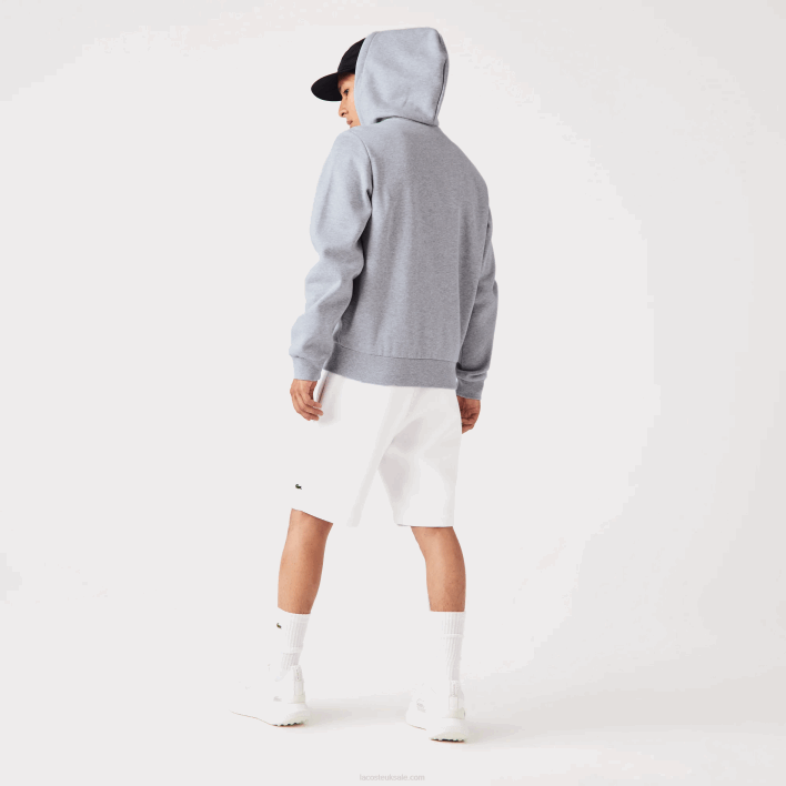 Lacoste Kangaroo Pocket Fleece Zipped Sweatshirt 646T1039 Grey Chine CCA Men