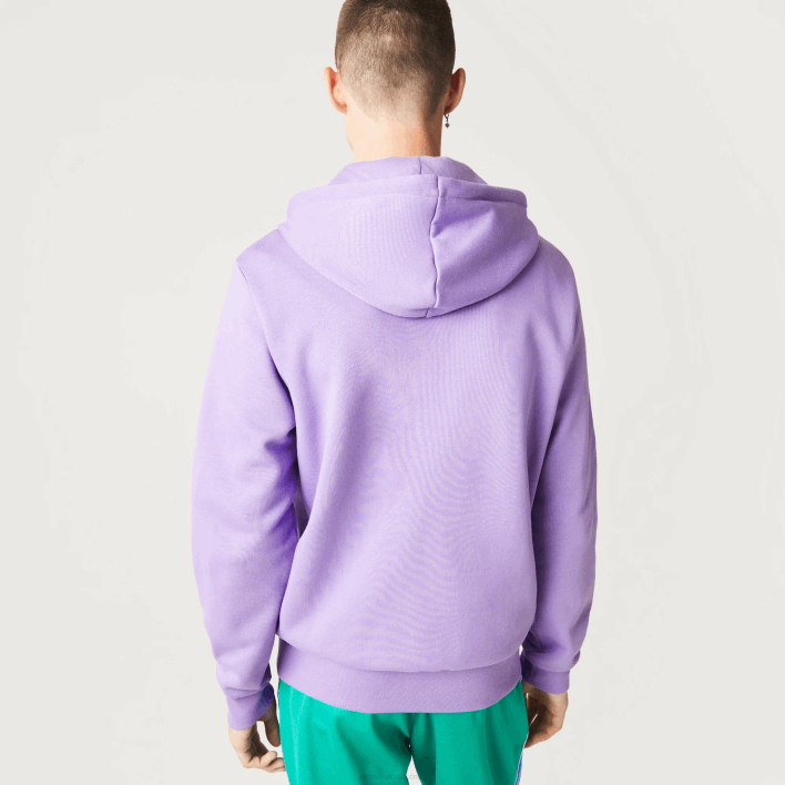 Lacoste Kangaroo Pocket Fleece Zipped Sweatshirt 646T1102 Purple GFU Men