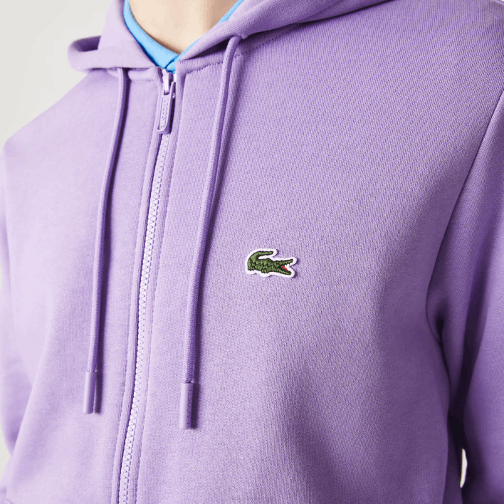 Lacoste Kangaroo Pocket Fleece Zipped Sweatshirt 646T1102 Purple GFU Men