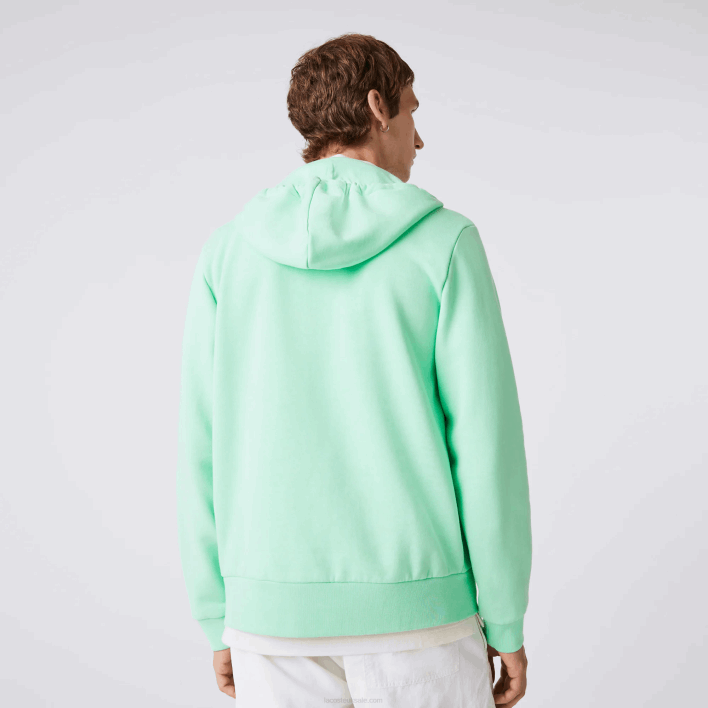 Lacoste Kangaroo Pocket Fleece Zipped Sweatshirt 646T1171 Light Green 0VZ Men