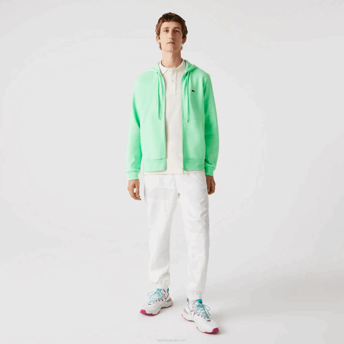 Lacoste Kangaroo Pocket Fleece Zipped Sweatshirt 646T1171 Light Green 0VZ Men