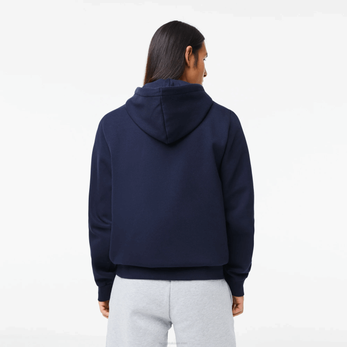 Lacoste Kangaroo Pocket Fleece Zipped Sweatshirt 646T297 Navy Blue 166 Men