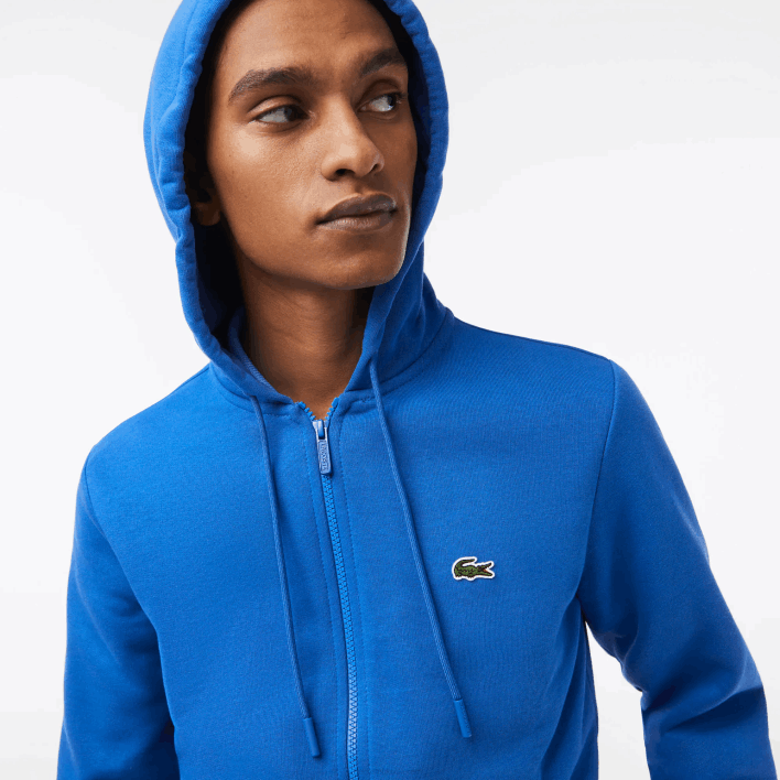 Lacoste Kangaroo Pocket Fleece Zipped Sweatshirt 646T298 Blue KXB Men
