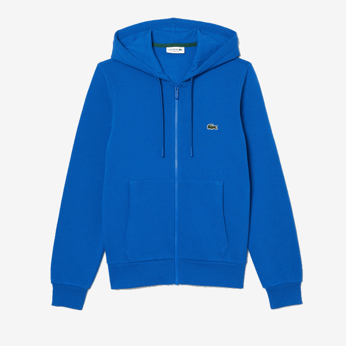 Lacoste Kangaroo Pocket Fleece Zipped Sweatshirt 646T298 Blue KXB Men