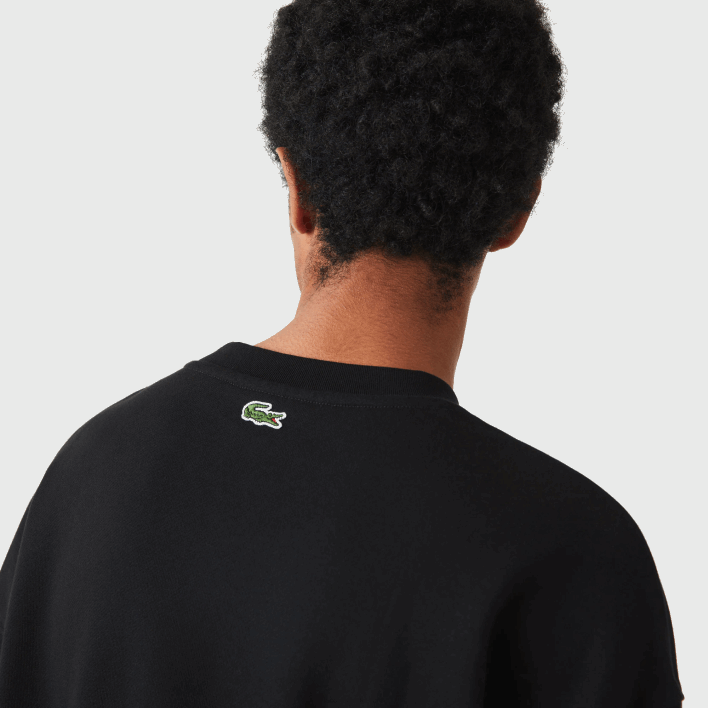 Lacoste Loose Fit Branded Monogram Print Sweatshirt 646T1010 Black 031 Men