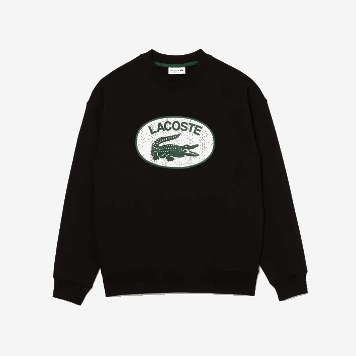 Lacoste Loose Fit Branded Monogram Print Sweatshirt 646T1010 Black 031 Men