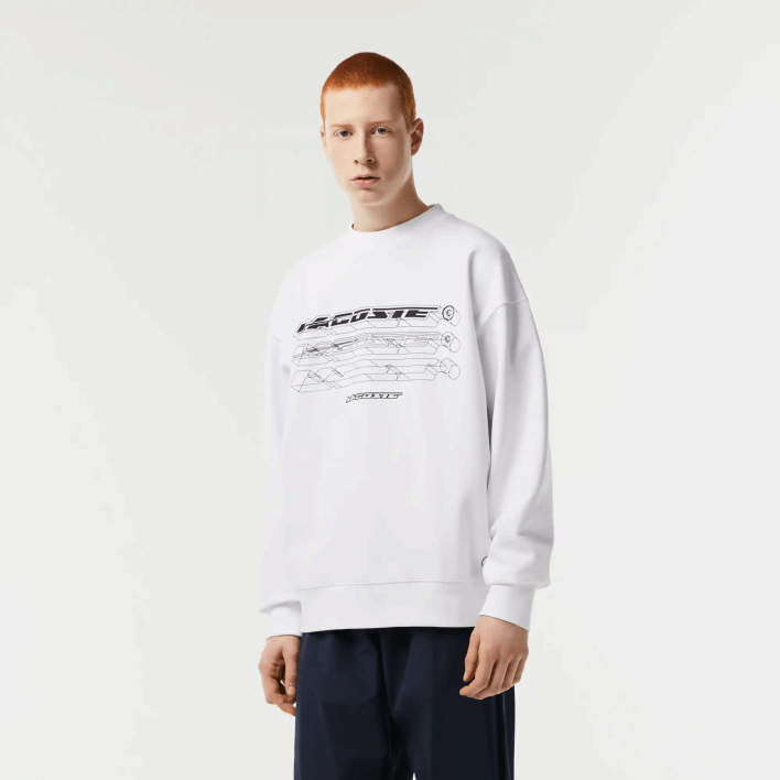 Lacoste Loose Fit Branded Sweatshirt 646T6 White 001 Men
