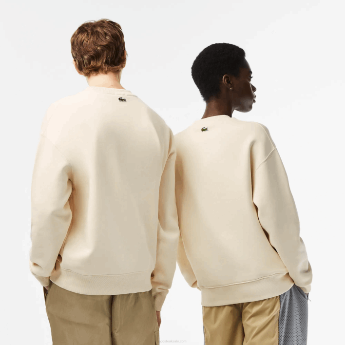 Lacoste Loose Fit Crocodile Badge Sweatshirt 646T324 White XFJ Men