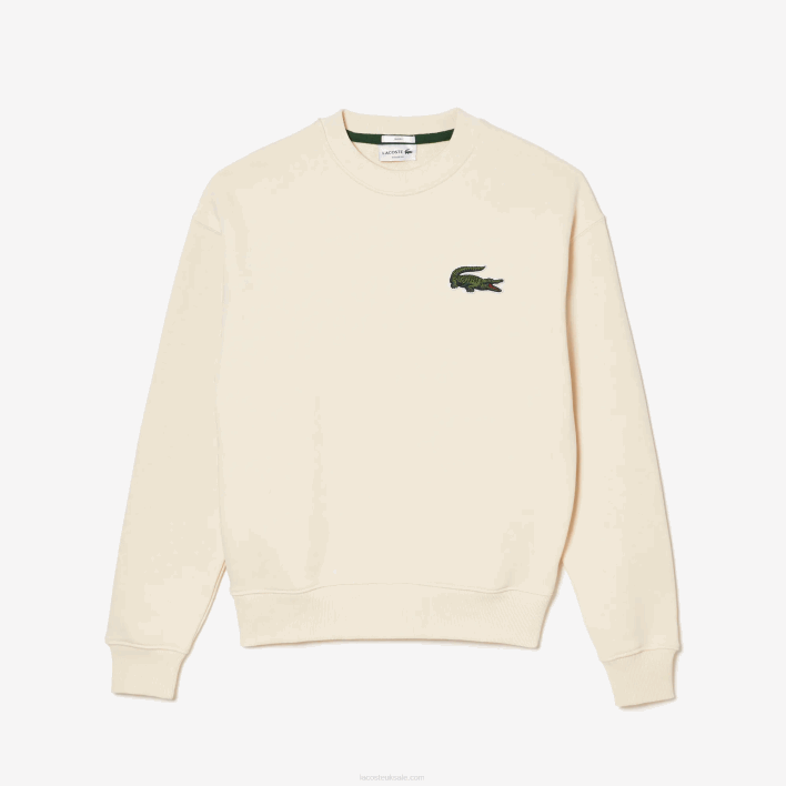 Lacoste Loose Fit Crocodile Badge Sweatshirt 646T324 White XFJ Men