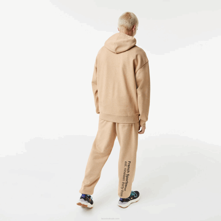 Lacoste Loose Fit Crocodile Hooded Sweatshirt 646T968 Beige 4JW Men