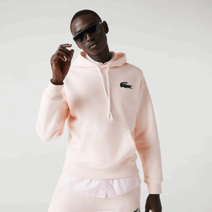 Lacoste Loose Fit Hooded Organic Cotton Sweatshirt 646T1158 Light Pink T03 Men