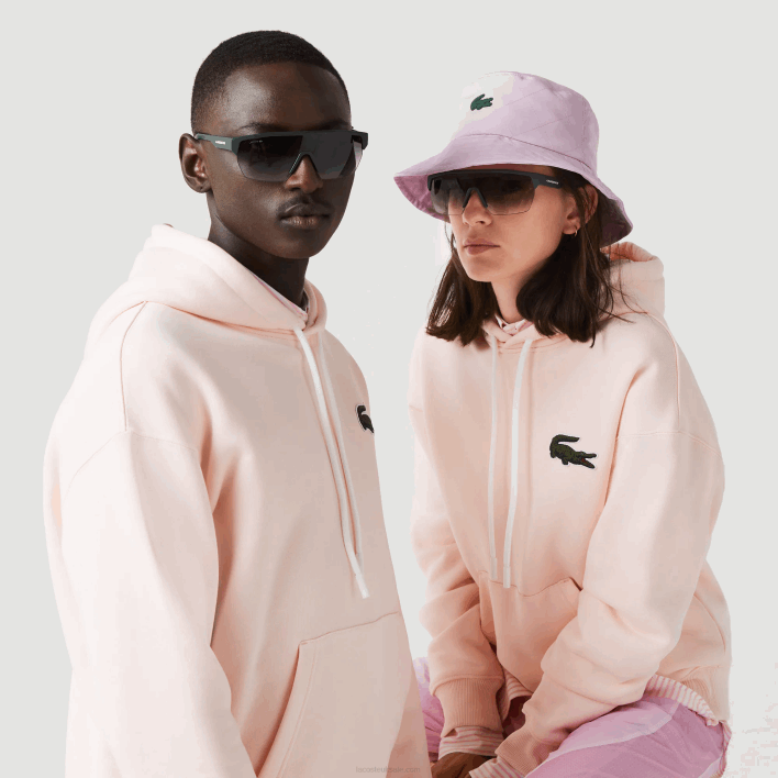 Lacoste Loose Fit Hooded Organic Cotton Sweatshirt 646T1158 Light Pink T03 Men