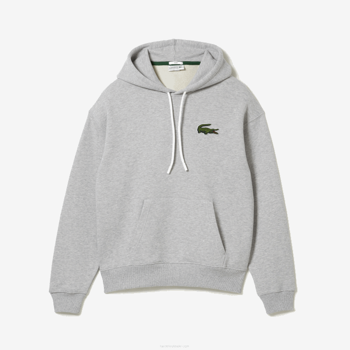 Lacoste Loose Fit Hooded Organic Cotton Sweatshirt 646T368 Grey Chine CCA Men