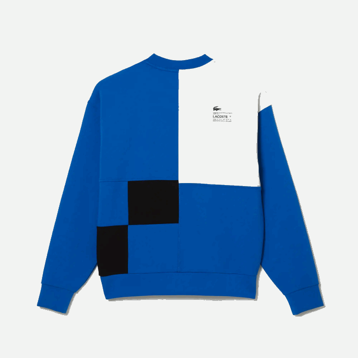 Lacoste Loose Fit Patchwork Effect Sweatshirt 646T956 Blue White NNE Men
