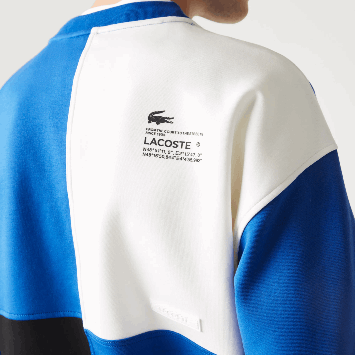 Lacoste Loose Fit Patchwork Effect Sweatshirt 646T956 Blue White NNE Men