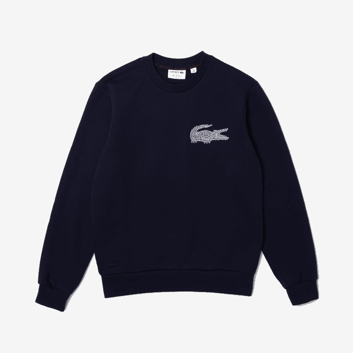 Lacoste Made In France Organic Cotton Fleece Sweatshirt 646T1181 Navy Blue 166 Men