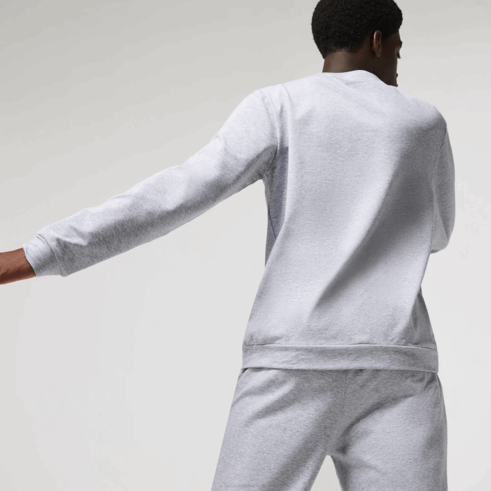 Lacoste Print Cotton Fleece Indoor Sweatshirt 646T1222 Grey Chine White W9D Men