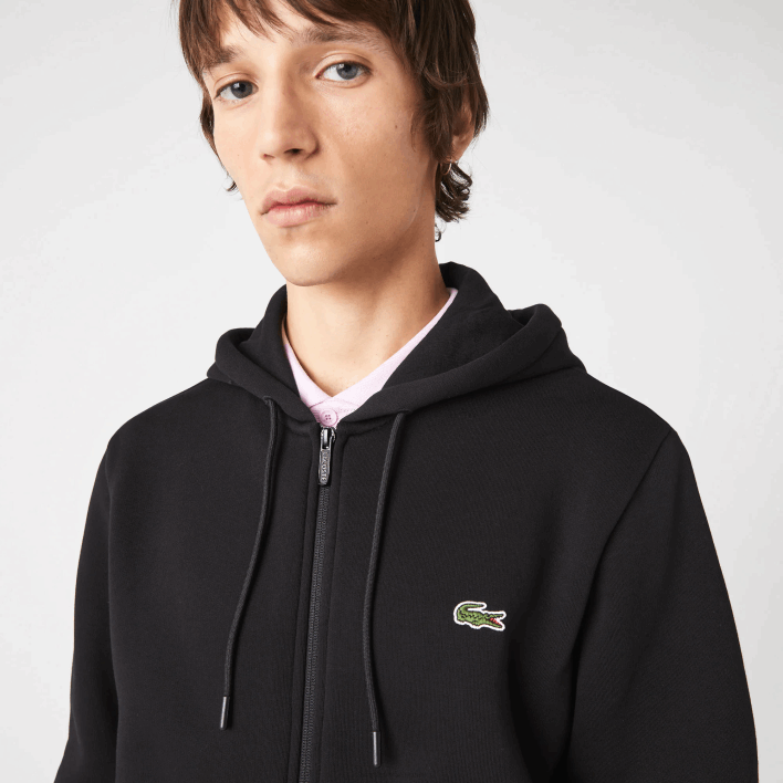 Lacoste Printed Bands Hooded Zip Sweatshirt 646T1240 Black 031 Men