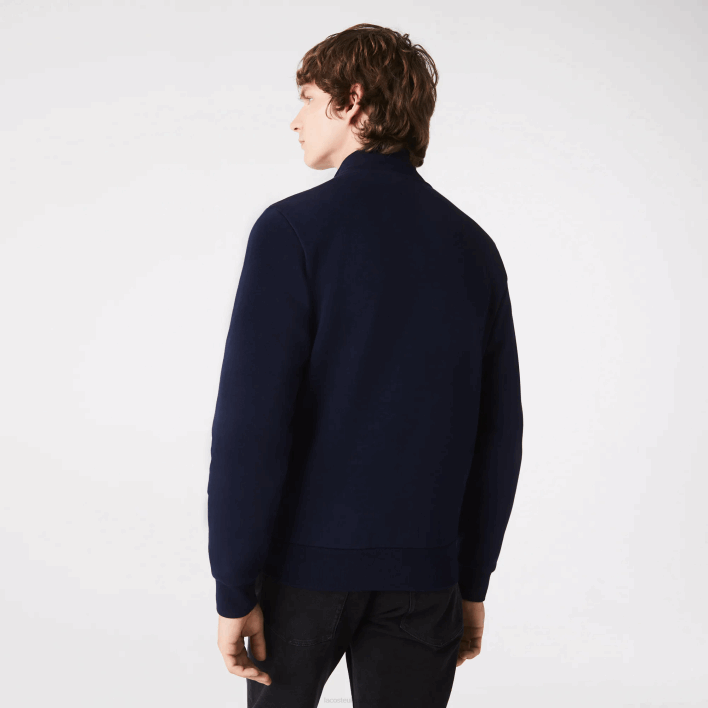 Lacoste Regular Fit Brushed Fleece Zippered Sweatshirt 646T1270 Navy Blue 166 Men
