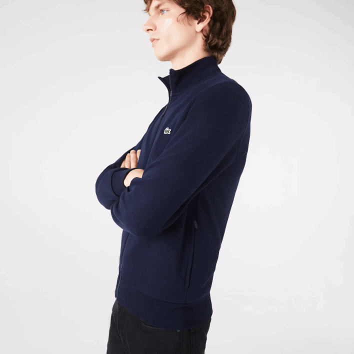Lacoste Regular Fit Brushed Fleece Zippered Sweatshirt 646T1270 Navy Blue 166 Men