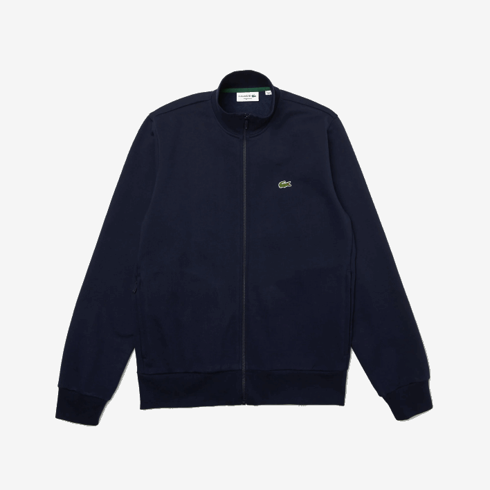 Lacoste Regular Fit Brushed Fleece Zippered Sweatshirt 646T1270 Navy Blue 166 Men