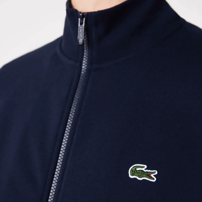 Lacoste Regular Fit Brushed Fleece Zippered Sweatshirt 646T1270 Navy Blue 166 Men