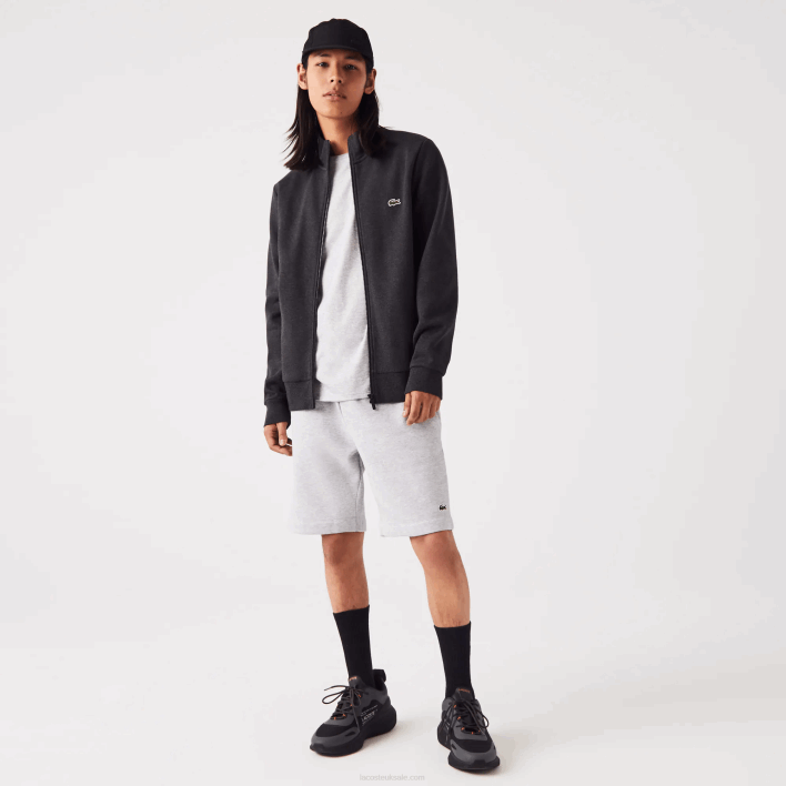 Lacoste Regular Fit Brushed Fleece Zippered Sweatshirt 646T1271 Grey EL6 Men