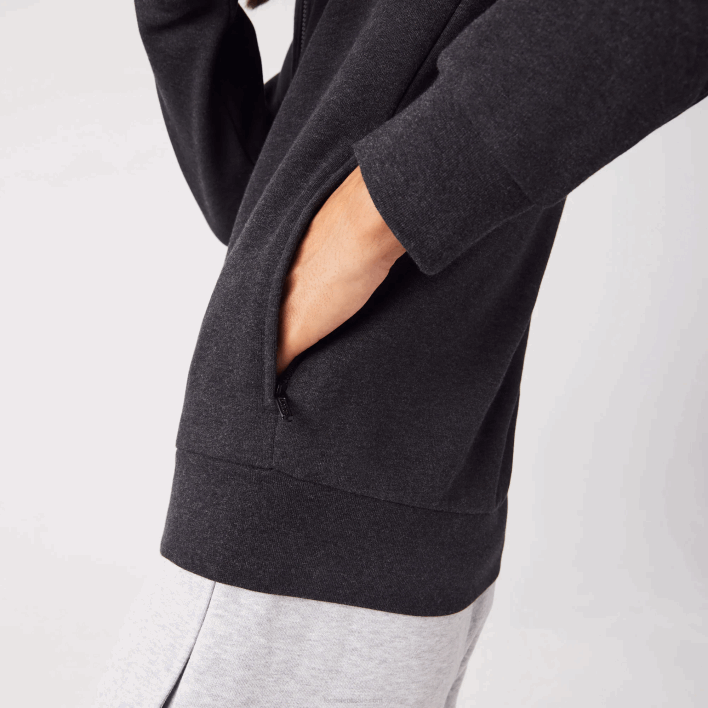 Lacoste Regular Fit Brushed Fleece Zippered Sweatshirt 646T1271 Grey EL6 Men