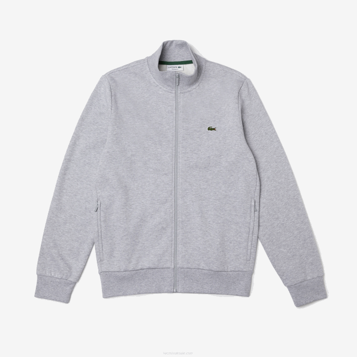 Lacoste Regular Fit Brushed Fleece Zippered Sweatshirt 646T1272 Grey Chine CCA Men