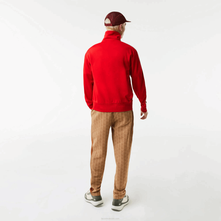 Lacoste Regular Fit High-Neck Pique Zip Sweatshirt 646T1015 Red 240 Men