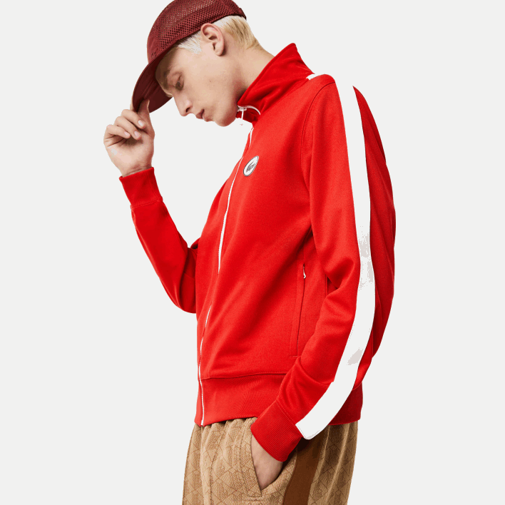 Lacoste Regular Fit High-Neck Pique Zip Sweatshirt 646T1015 Red 240 Men