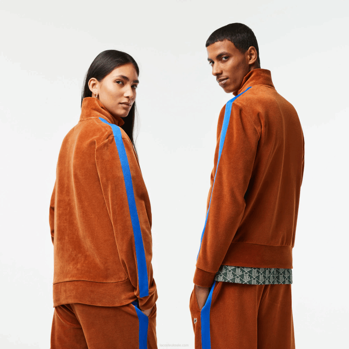 Lacoste Regular Fit Velvet Zip Sweatshirt 646T1117 Brown 3PB Men