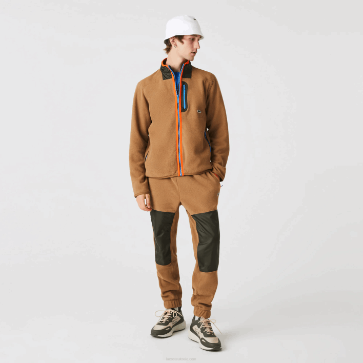Lacoste Relaxed Fit Polar Fleece Zip Sweatshirt 646T979 Brown Khaki Green 89F Men